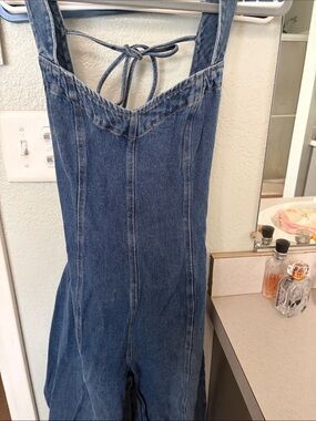 Blue Blush Dark Blue Denim Tie-Back Jumpsuit